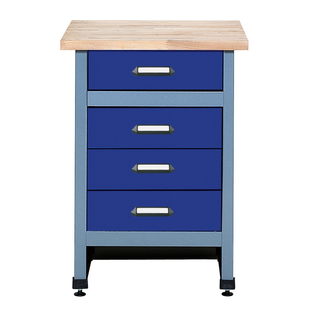 Product afbeelding: Bijzettafel voor werkbank met 4 lades, bxd 600 x 600 mm, rood