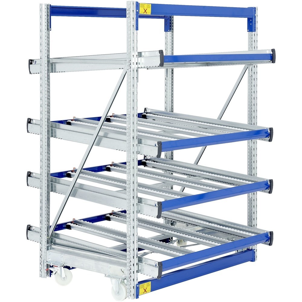 Product afbeelding: Bito stukgoed-doorrolstelling compleet pakket, h x b x d 2.000 x 1.470 x 1.300 mm, verrijdbaar, doorrolschappen recht