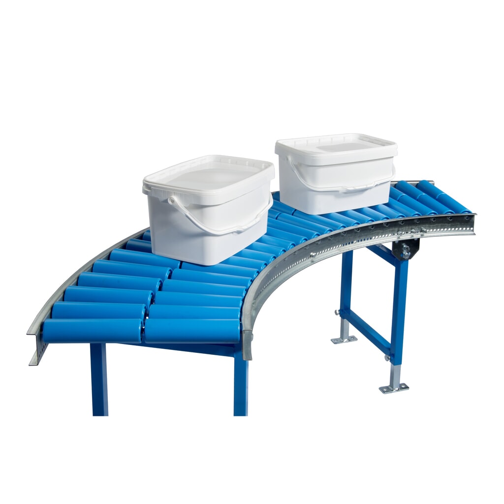 Productafbeelding nr. 2: BLUME lichte rollenbaan, 90˚ bocht, kunststof wielen, Ø 50 mm, Baanbreedte 300 mm, Asafstand 100 mm