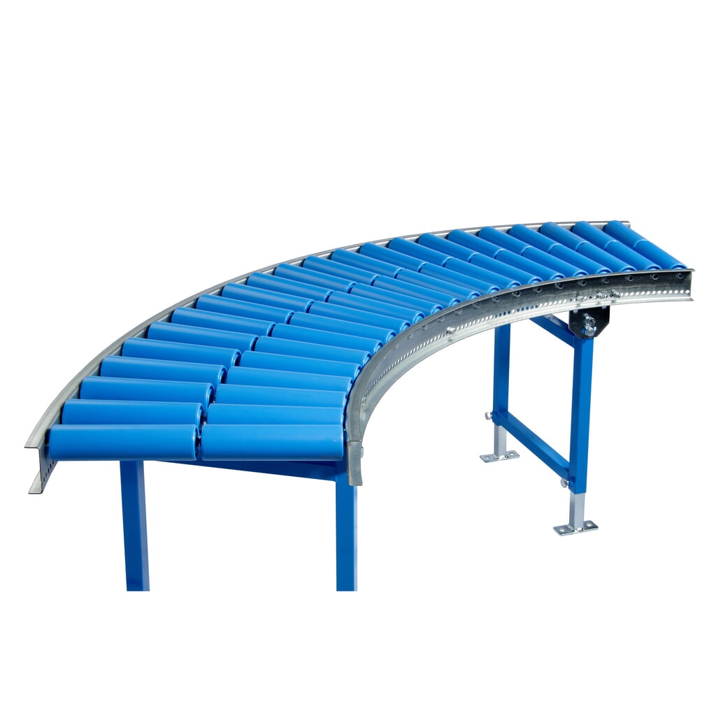 BLUME lichte rollenbaan, 45˚ bocht, kunststof wielen, Ø 50 mm, Baanbreedte 800 mm, Asafstand 100 mm Product afbeelding: BLUME lichte rollenbaan, 45˚ bocht, kunststof wielen, Ø 50 mm, Baanbreedte 800 mm, Asafstand 100 mm