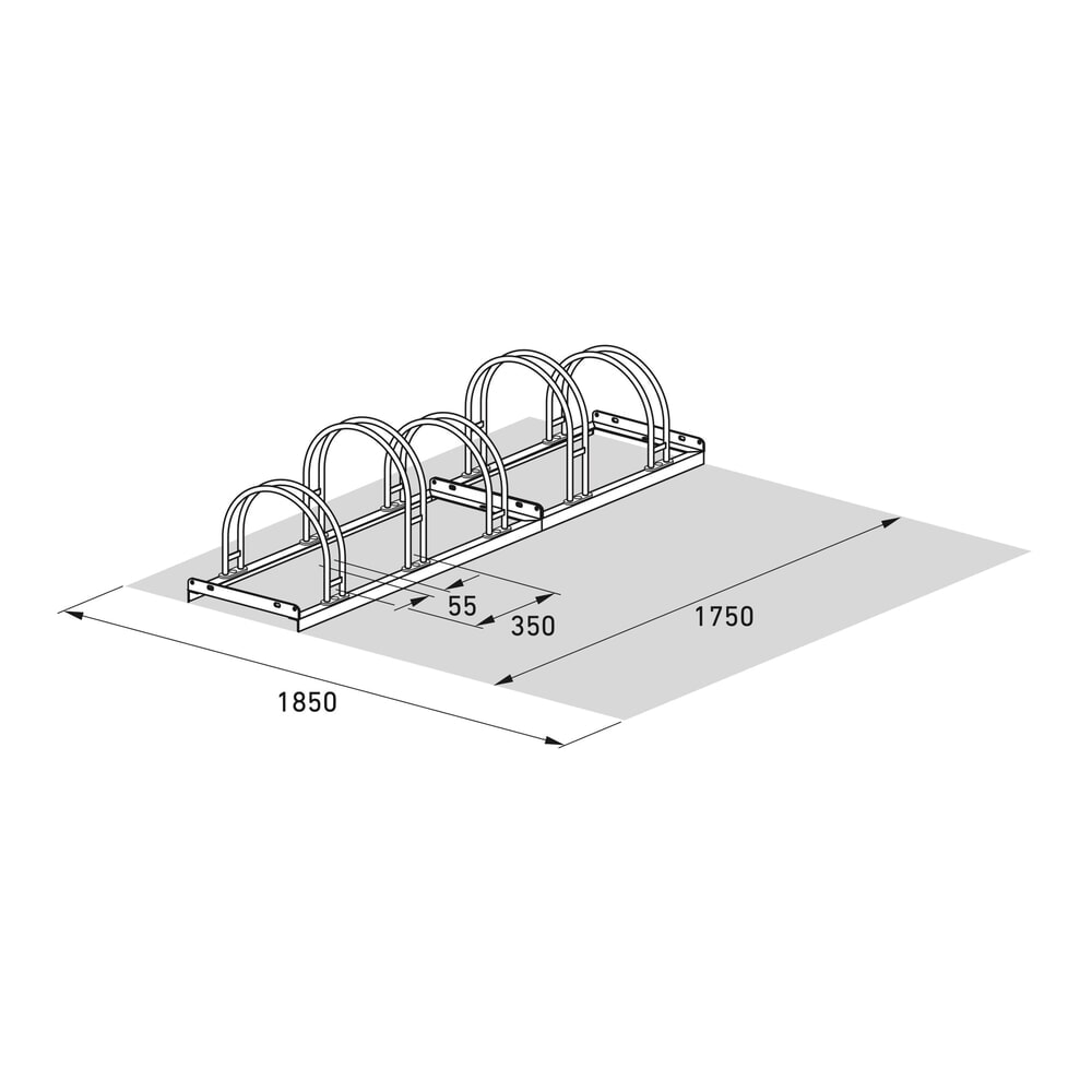 Productafbeelding nr. 7: Bogenfietsrek, 1-zijdig, 5 plaatsen, verzinkt