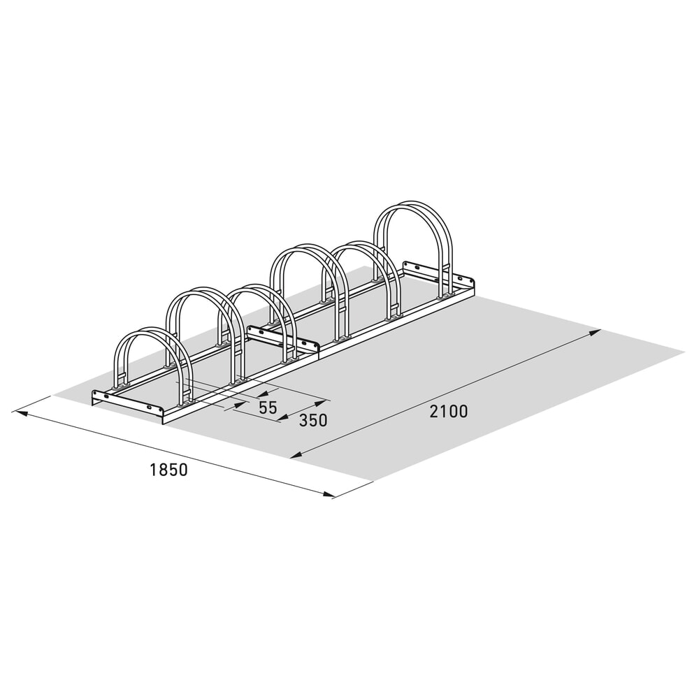 Productafbeelding nr. 7: Bogenfietsrek, 1-zijdig, 6 plaatsen, verzinkt