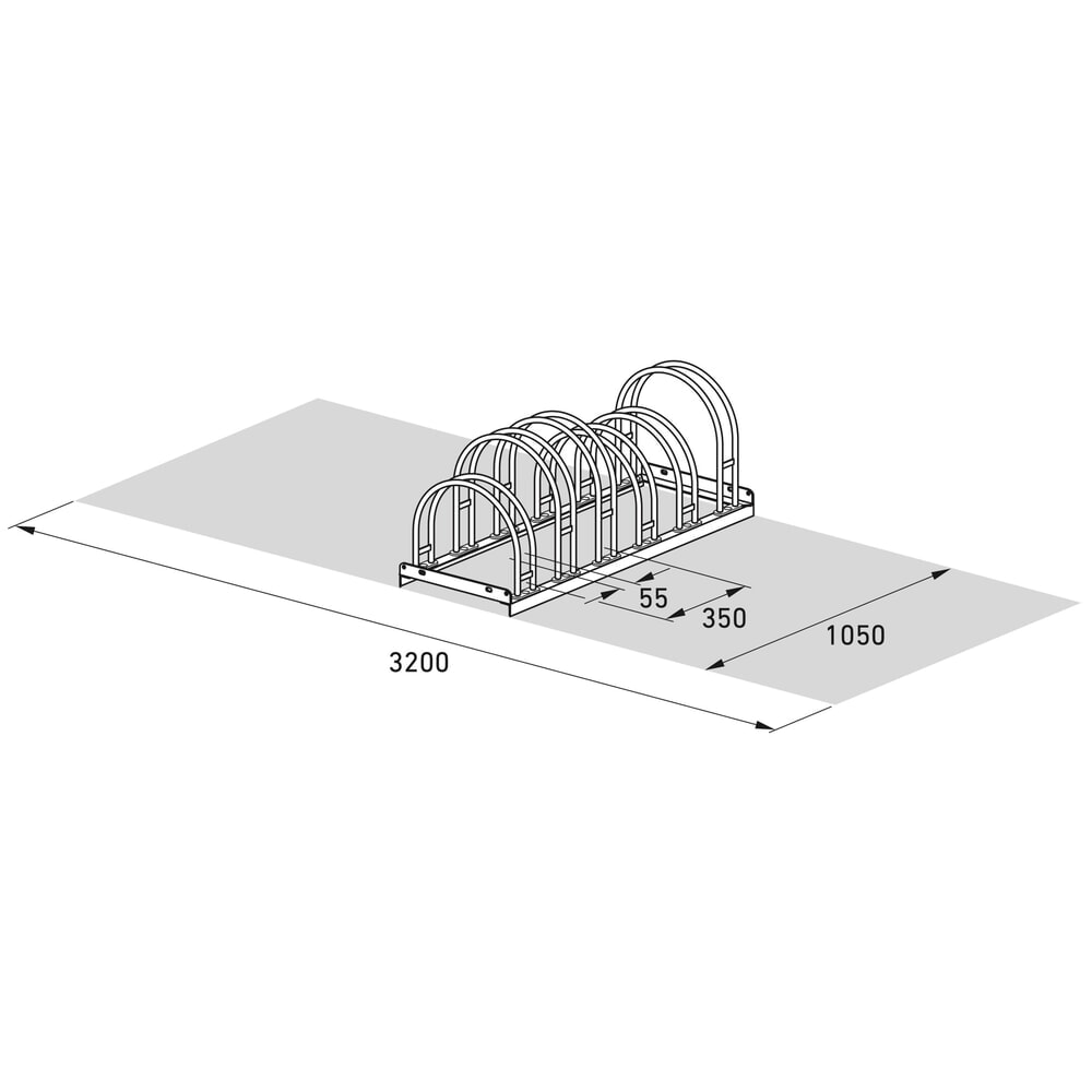 Productafbeelding nr. 7: Bogenfietsrek, 2-zijdig, 6 plaatsen, verzinkt
