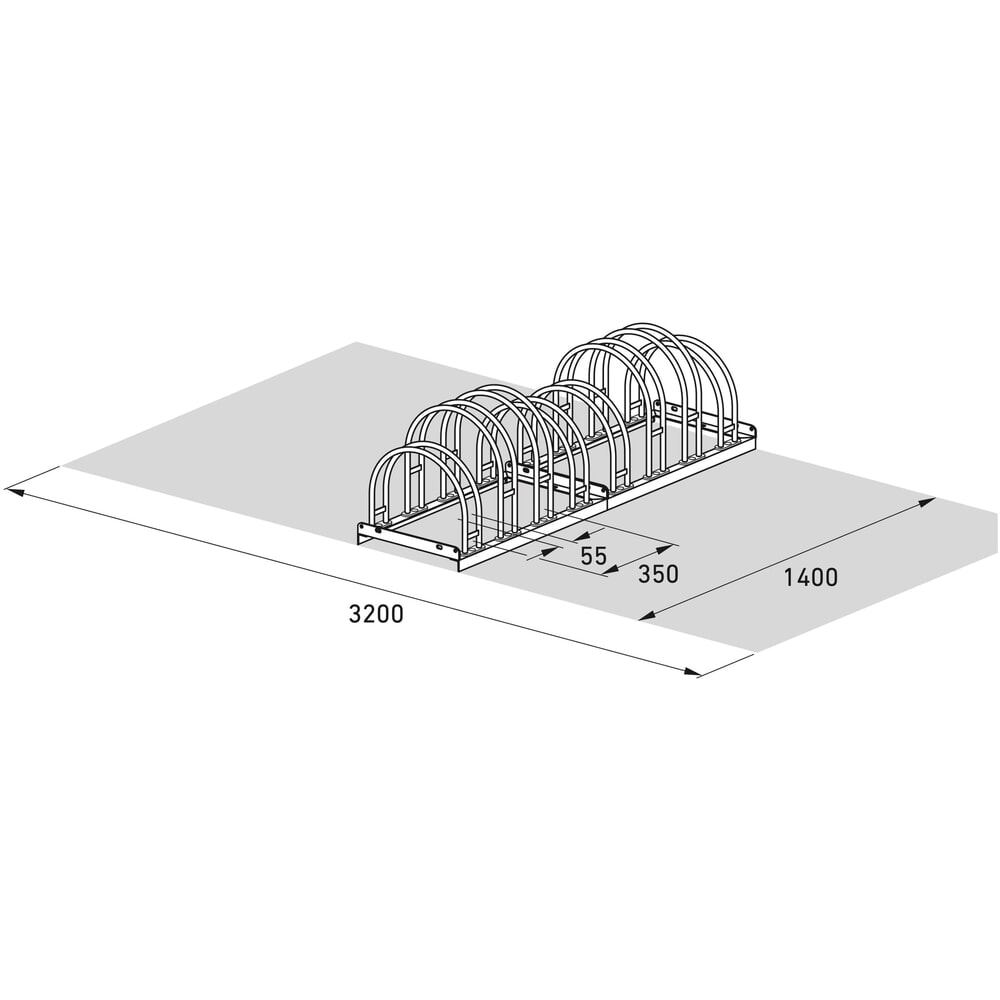 Productafbeelding nr. 7: Bogenfietsrek, 2-zijdig, 8 plaatsen, verzinkt