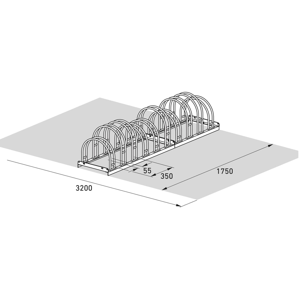 Productafbeelding nr. 7: Bogenfietsrek, 2-zijdig, 10 plaatsen, verzinkt