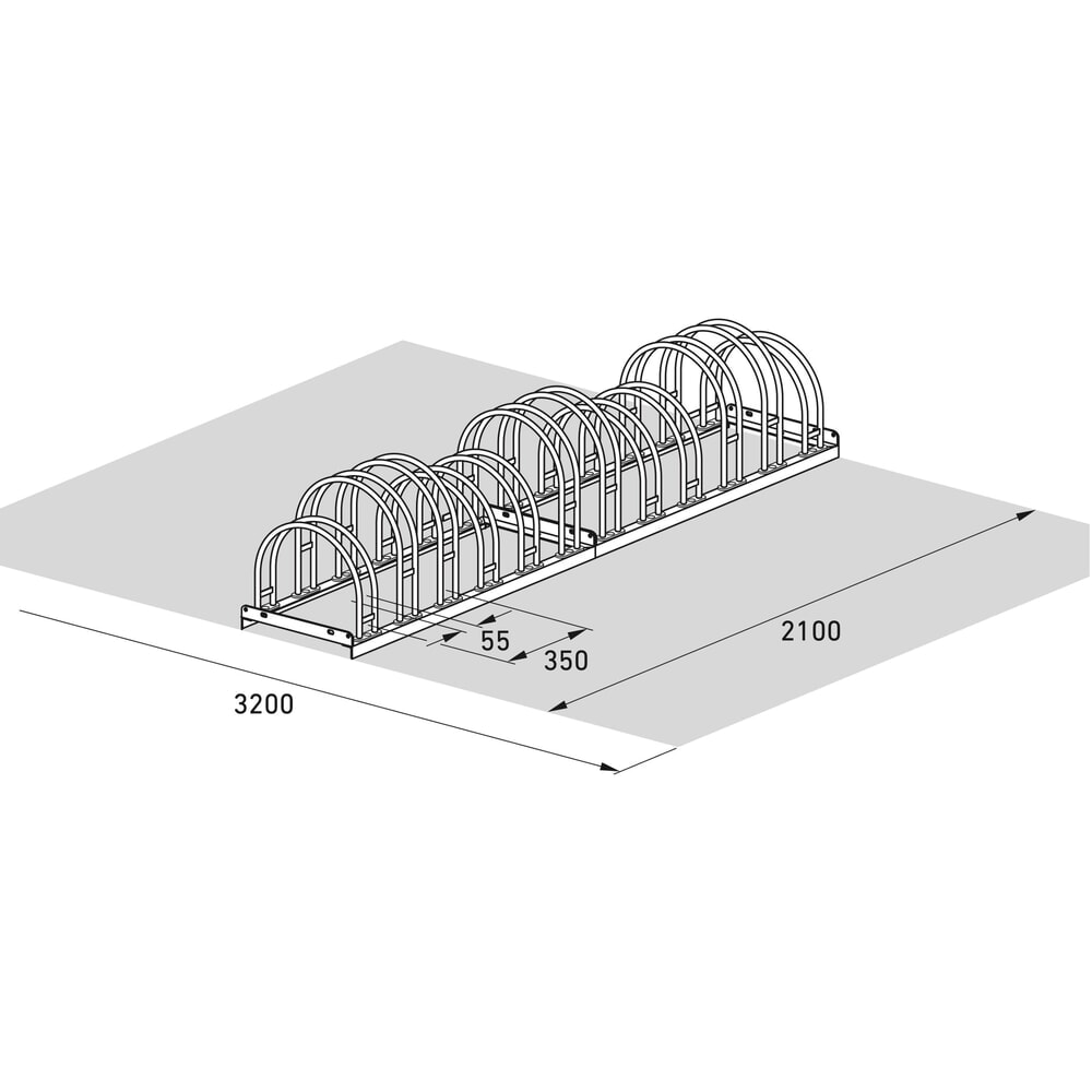 Productafbeelding nr. 7: Bogenfietsrek, 2-zijdig, 12 plaatsen, verzinkt