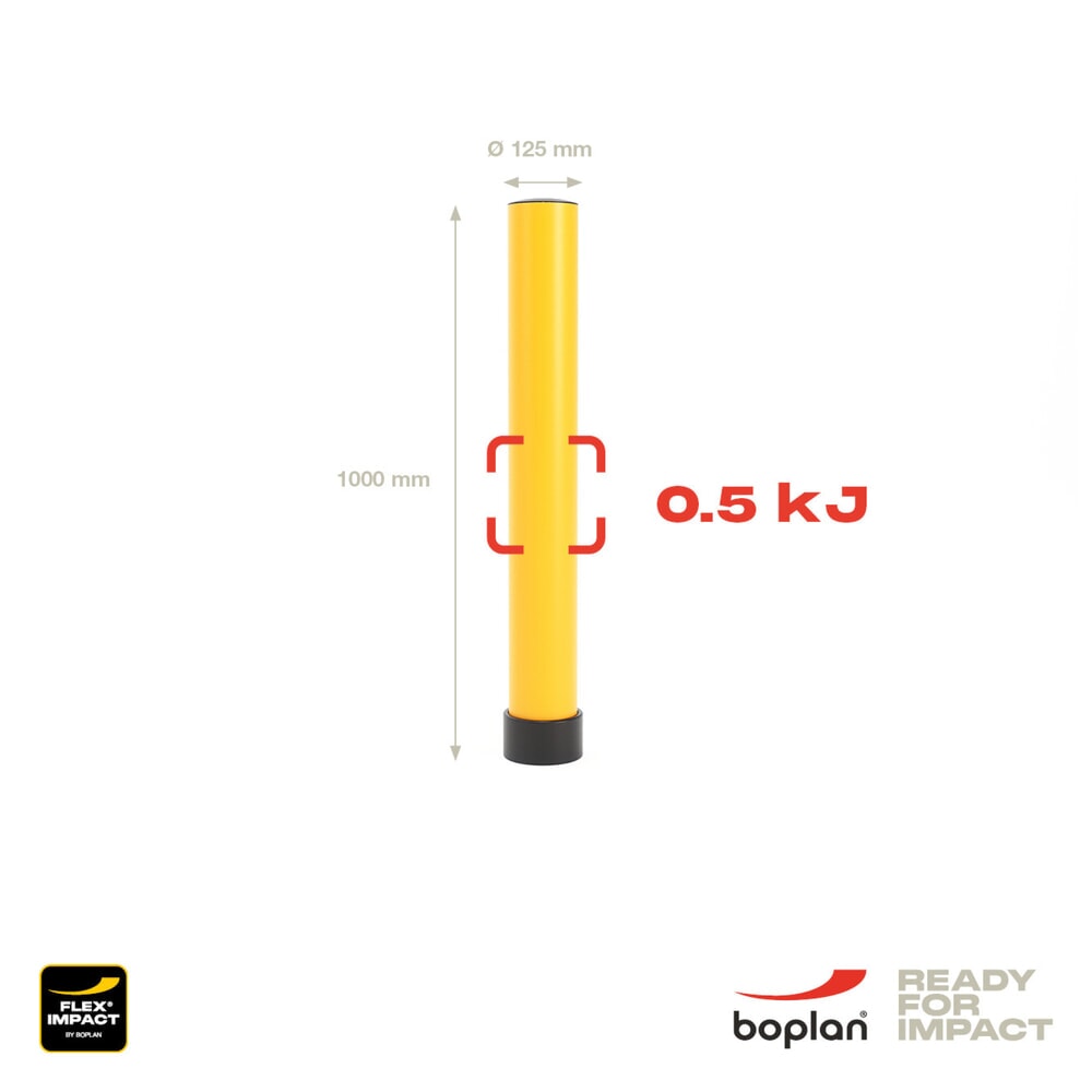 Productafbeelding nr. 4: Beschermpaal BOPLAN® Flex Impact® BO125L EV voor de bescherming van laadstations, voor binnen en buiten, hoogte 1.000 mm, verzinkte grondplaat, geel
