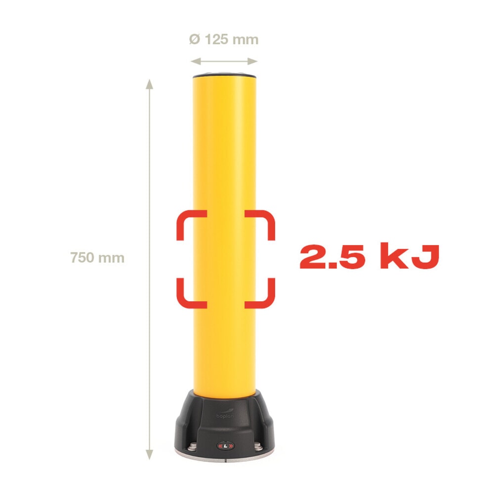 Productafbeelding nr. 2: Beschermpaal BOPLAN® Flex Impact® BO125L, voor binnen en buiten, hoogte 750 mm, grondplaat van roestvrij staal, geel
