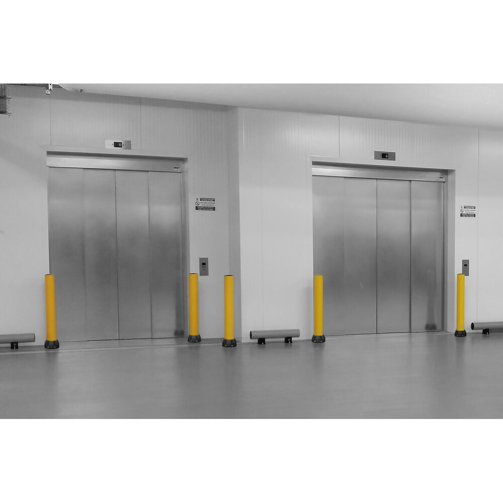 Productafbeelding nr. 2: Beschermpaal BOPLAN® Flex Impact® BO125L, voor binnen en buiten, hoogte 750 mm, verzinkte grondplaat, geel / zwart