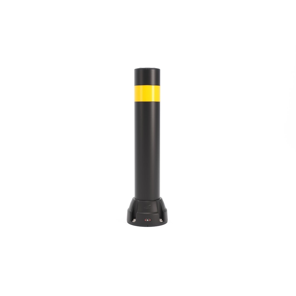 Product afbeelding: Beschermpaal BOPLAN® Flex Impact® BO125L, voor binnen en buiten, hoogte 750 mm, verzinkte grondplaat, zwart / geel