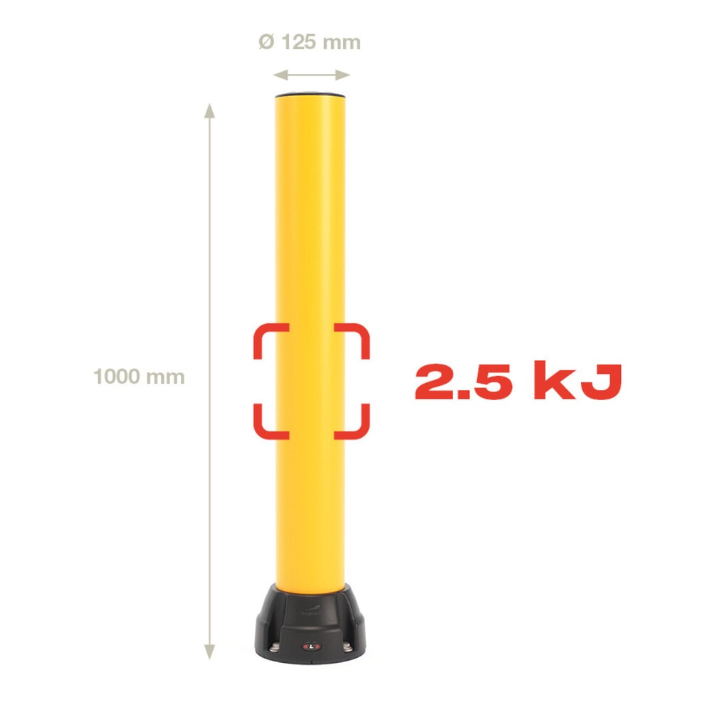 Productafbeelding nr. 3: Beschermpaal BOPLAN® Flex Impact® BO125L, voor binnen en buiten, hoogte 1.000 mm, verzinkte grondplaat, geel