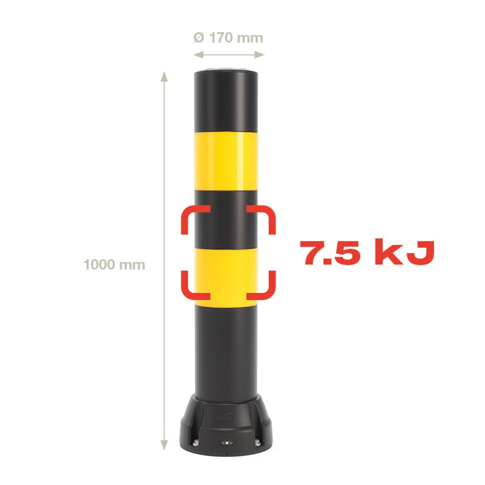 Productafbeelding nr. 2: Beschermpaal BOPLAN® Flex Impact® BO170B, voor binnen en buiten, hoogte 1.000 mm, zwart / geel