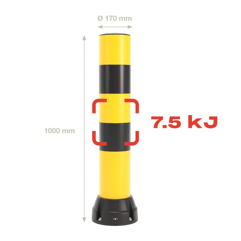 Productafbeelding nr. 2: Beschermpaal BOPLAN® Flex Impact® BO170B, voor binnen en buiten, hoogte 1.000 mm, geel / zwart