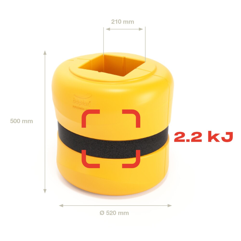 Productafbeelding nr. 2: Aanrijbescherming voor pilaren BOPLAN® Flex Impact® KP Protector, hoogte 500 mm, voor pilaarafmetingen (bxd) 200 x 200 mm, geel