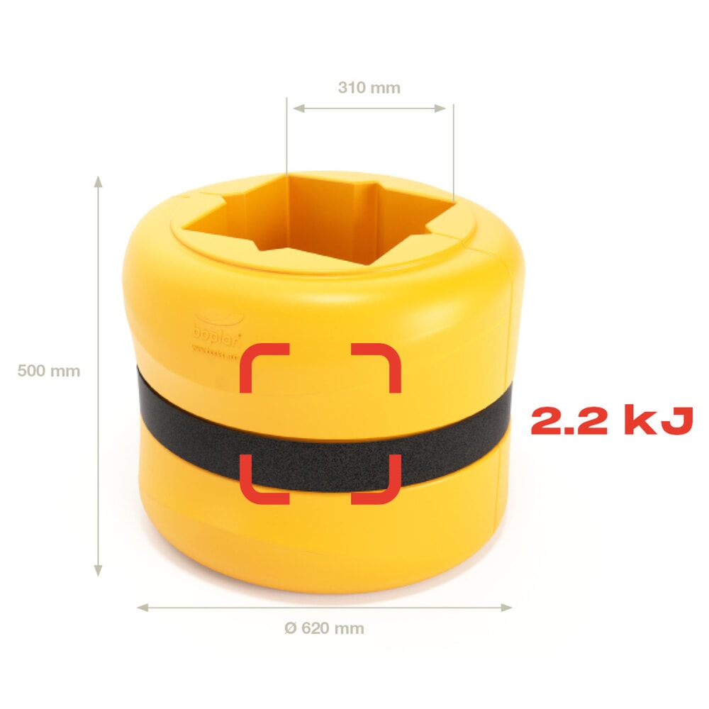 Productafbeelding nr. 2: Aanrijbescherming voor pilaren BOPLAN® Flex Impact® KP Protector, hoogte 500 mm, voor pilaarafmetingen (bxd) 300 x 300 mm, geel