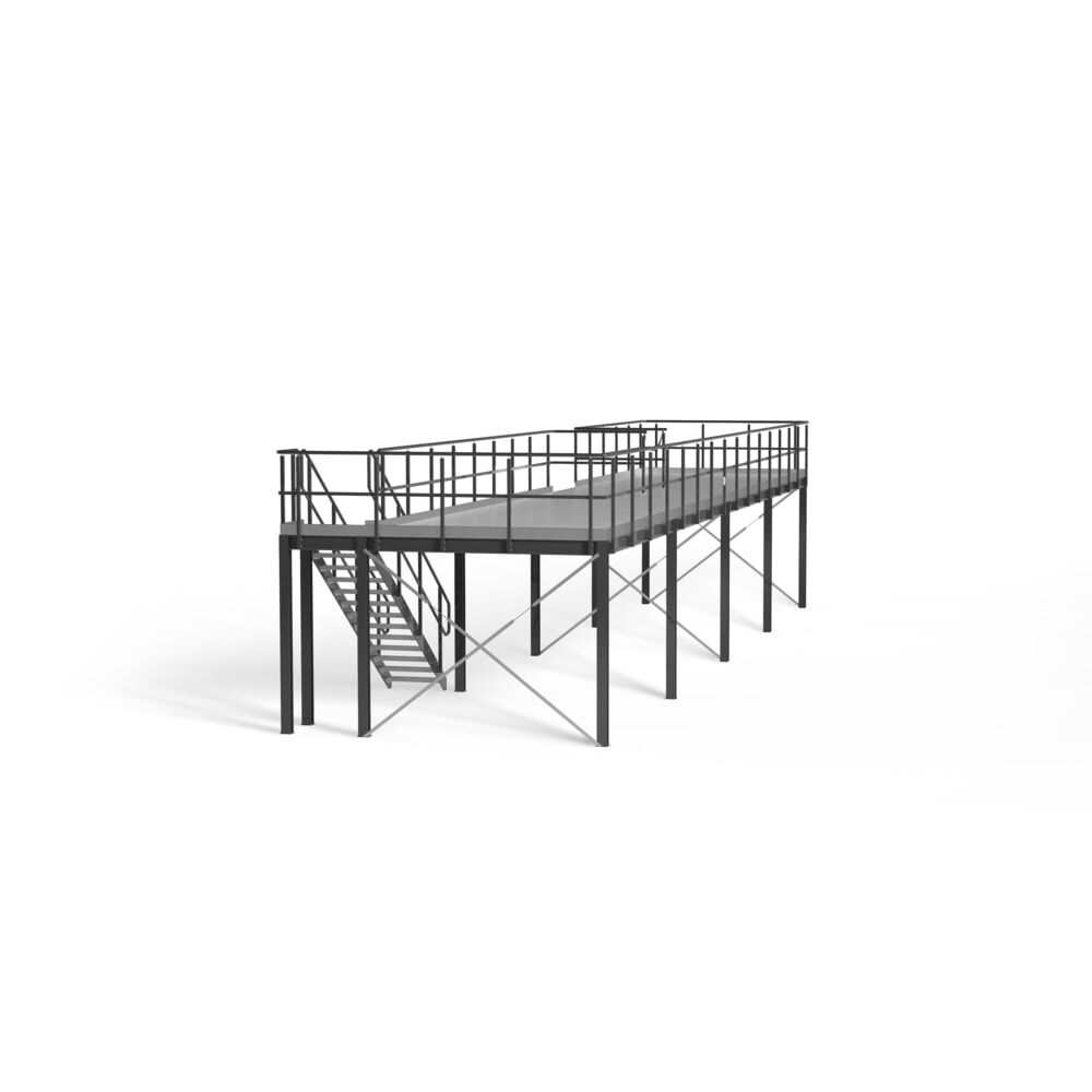 Product afbeelding: Bordestrap voor modulair entresolsysteem, uitstap links, gentiaanblauw