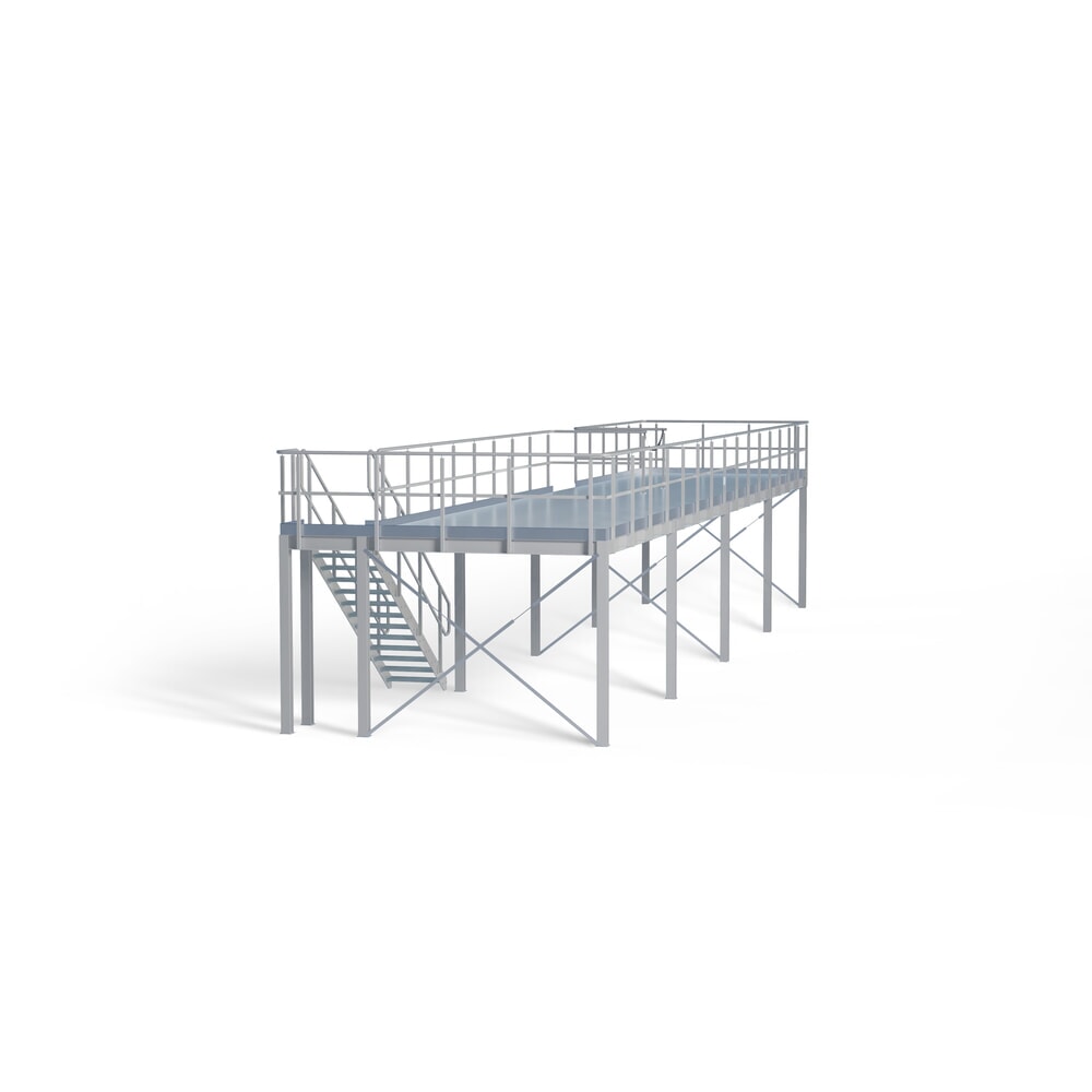 Bordestrap voor modulair entresolsysteem, uitstap links, lichtgrijs Product afbeelding: Bordestrap voor modulair entresolsysteem, uitstap links, lichtgrijs