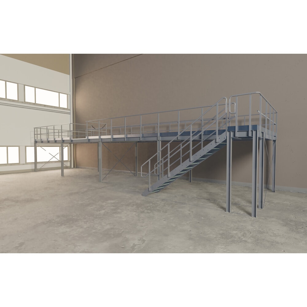 Productafbeelding nr. 4: Bordestrap voor modulair entresolsysteem, uitstap rechts, lichtgrijs