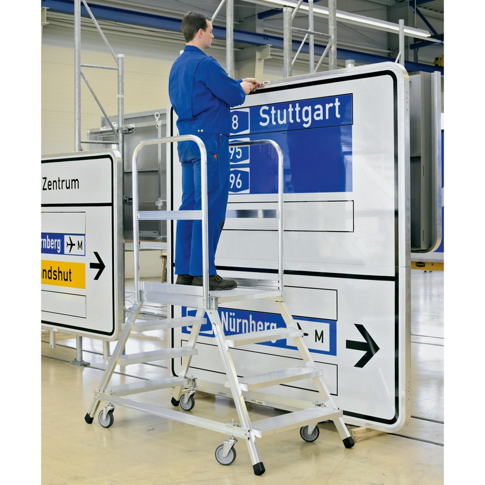 Productafbeelding nr. 4: Bordestrap ZARGES, verrijdbaar, aan 2 zijde oploopbaar, stahoogte 0,72 m, aluminium