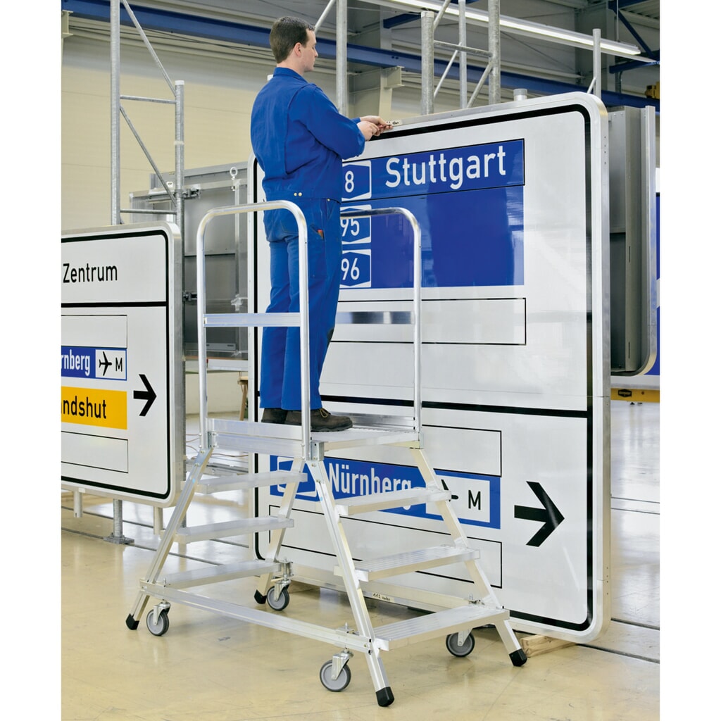 Productafbeelding nr. 4: Bordestrap ZARGES, verrijdbaar, aan 2 zijde oploopbaar, stahoogte 0,72 m, aluminium