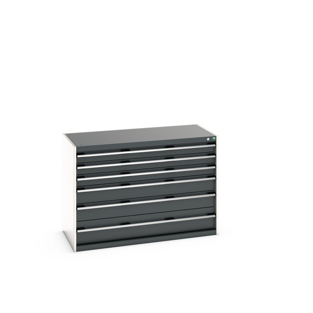 Product afbeelding: bott cubio ladekast, lades 3 x 100 + 2 x 150 + 1 x 200 mm, draagvermogen elk 75 kg, breedte 1.300 mm, antracietgrijs