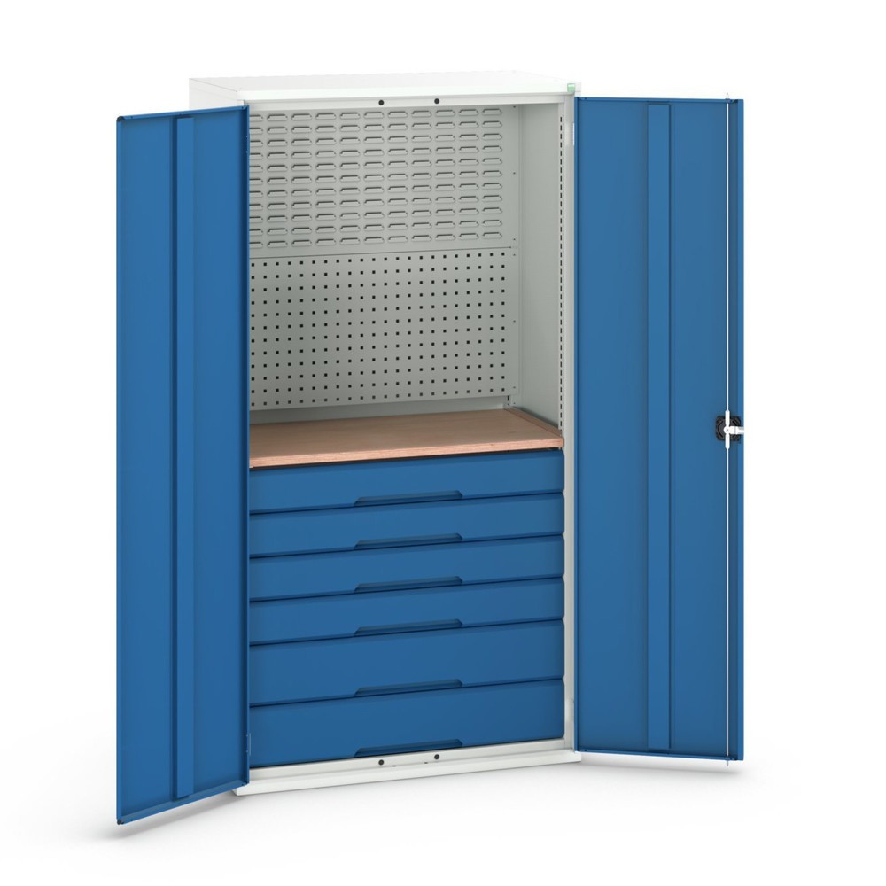 Productafbeelding nr. 1: bott verso draaideurkast met 6 lades, met achterwand en werkblad, B x D x H: 1.050 x 550 x 2.000 mm
