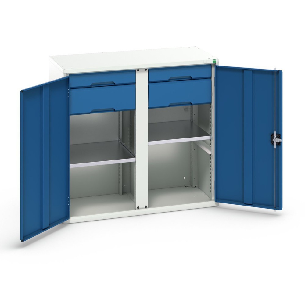 Product afbeelding: bott verso draaideurkast met lades, met 2 legborden en 4 lades, B x D x H: 1.050 x 550 x 1.000 mm