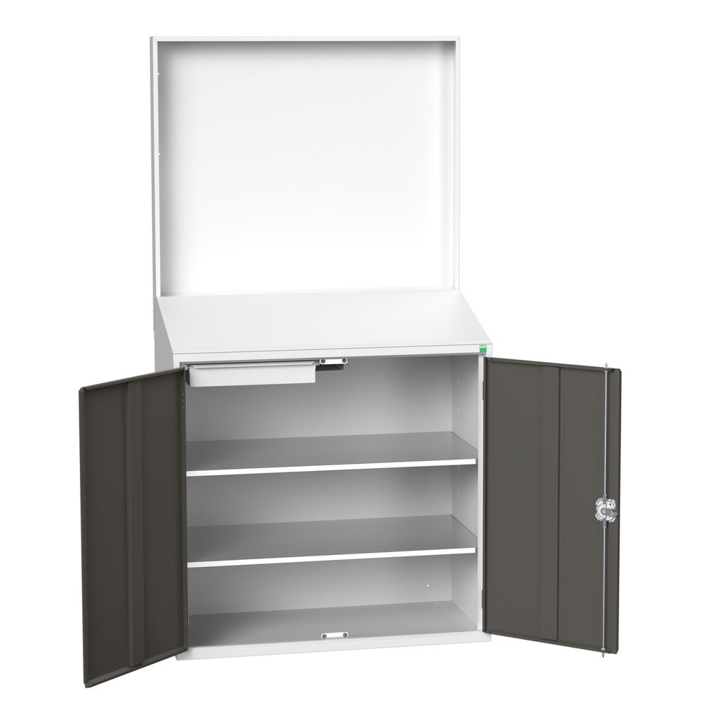 Product afbeelding: bott verso Economy lessenaar met gladde achterwand, met 2 legborden, 1 lade, B x D x H: 1.050 x 550 x 2.000 mm
