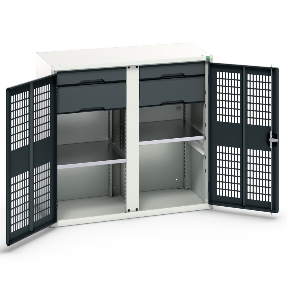 Product afbeelding: Kledingkast met ventilatie bott verso, met 2 legborden, 4 lades, scheidingswand, bxdxh: 1.050 x 550 x 1.000 mm
