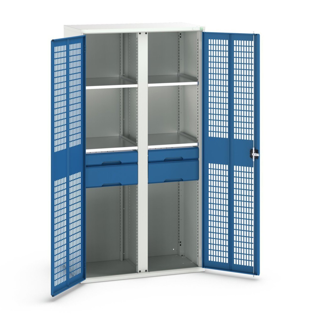 Product afbeelding: Kledingkast met ventilatie bott verso, met 4 legborden en 4 lades, bxdxh: 1.050 x 550 x 2.000 mm