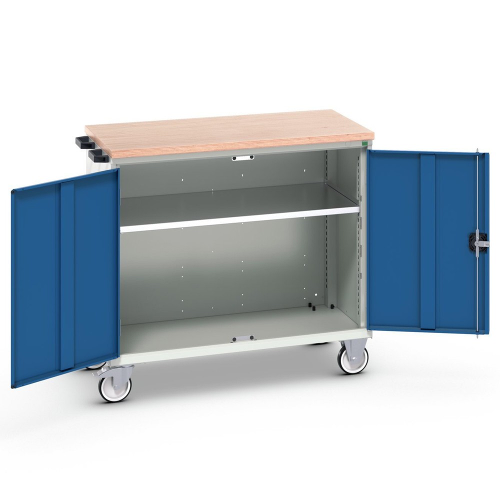 Product afbeelding: bott verso mobiele ladekast, met 2 deuren, legbord en multiplex blad, B x D x H: 1.050 x 600 x 980 mm
