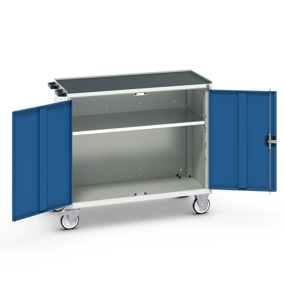 Product afbeelding: bott verso mobiele ladekast, met 2 deuren, legbord en verhoogde rand, B x D x H: 1.050 x 550 x 965 mm