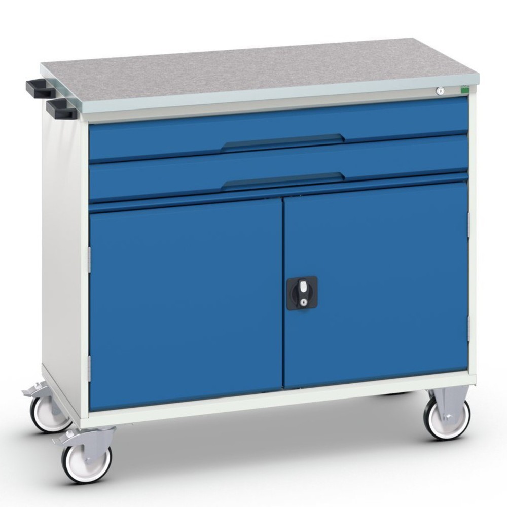 Product afbeelding: bott verso mobiele ladekast, met 2 lades, deur en linoleum blad, B x D x H: 1.050 x 600 x 980 mm