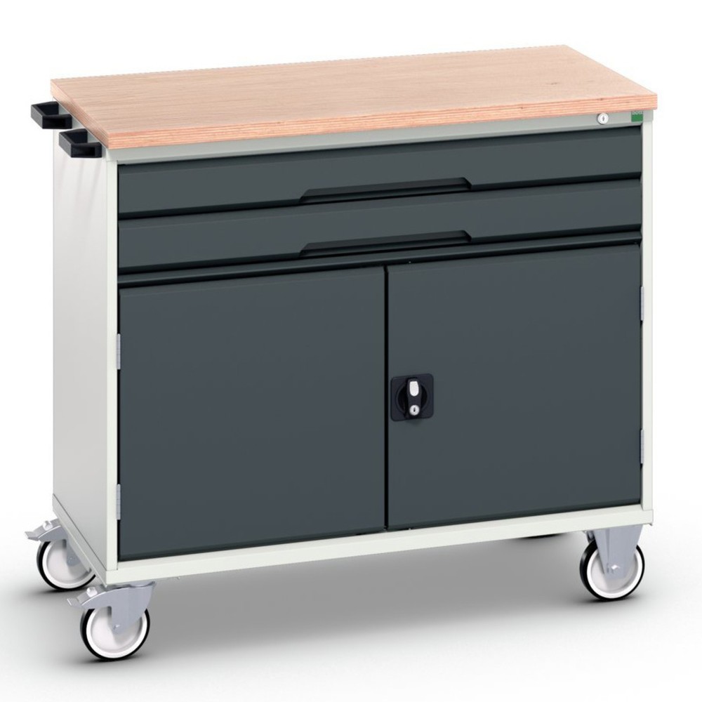 Product afbeelding: bott verso mobiele ladekast, met 2 lades, deur en multiplex blad, B x D x H: 1.050 x 600 x 980 mm