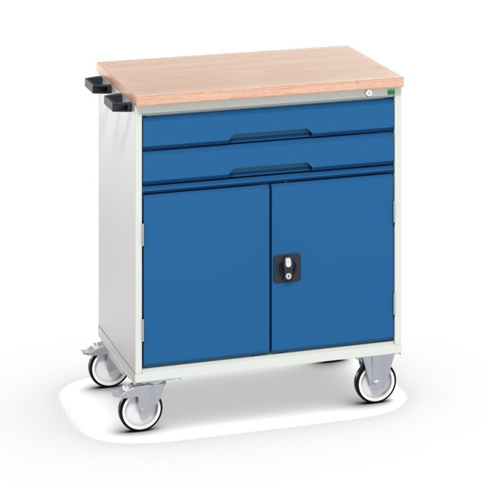 Product afbeelding: bott verso mobiele ladekast, met 2 lades, deur en multiplex blad, B x D x H: 800 x 600 x 980 mm