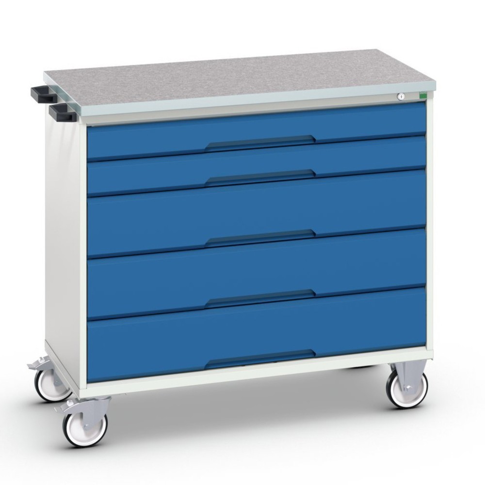 Productafbeelding nr. 1: bott verso mobiele ladekast, met 5 lades en linoleum blad, B x D x H: 1.050 x 600 x 980 mm