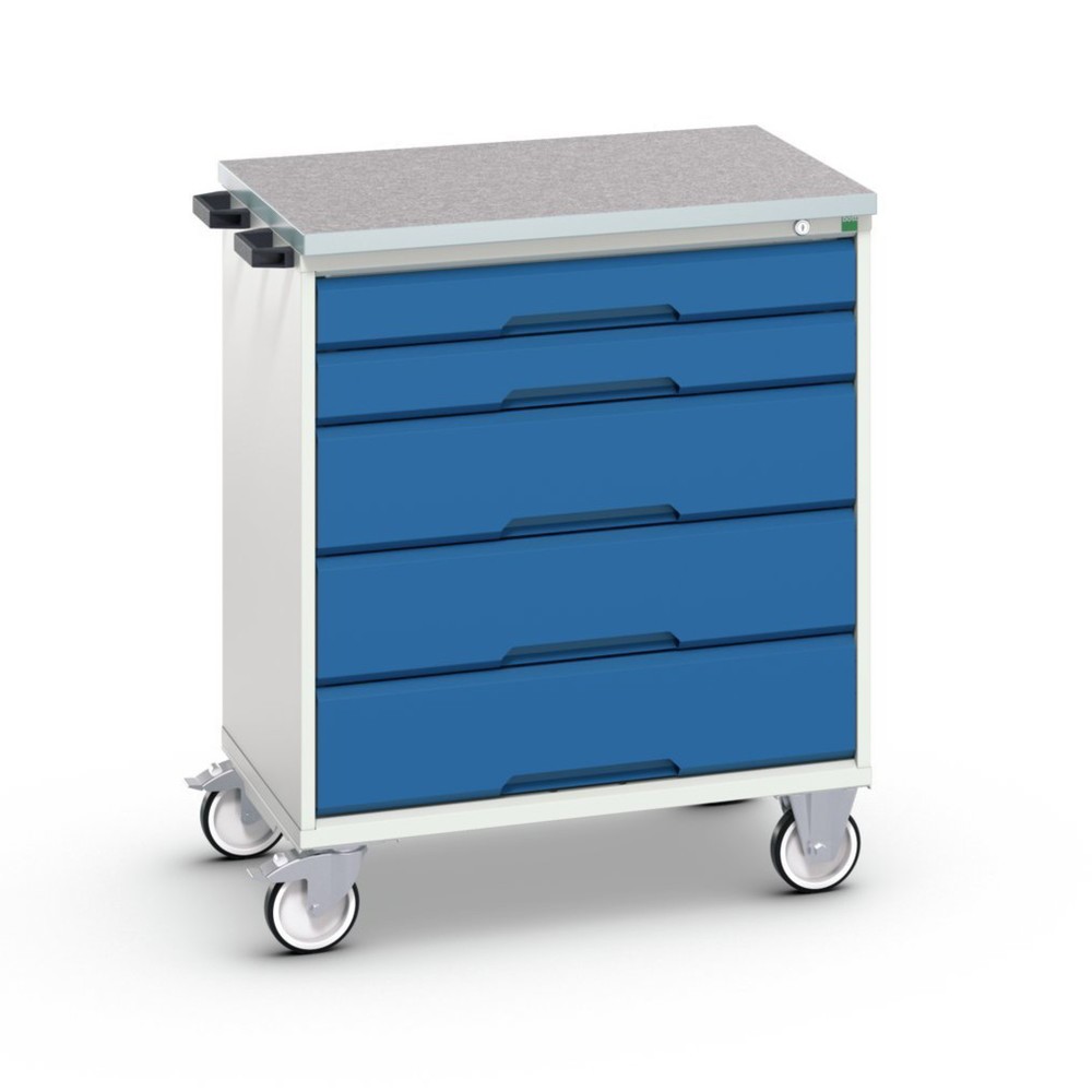 Product afbeelding: bott verso mobiele ladekast, met 5 lades en linoleum blad, B x D x H: 800 x 600 x 980 mm