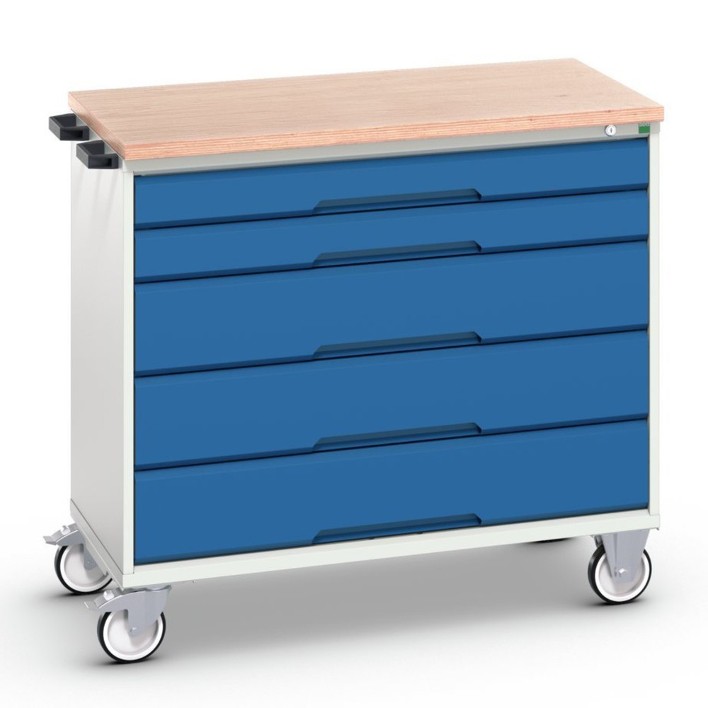 Productafbeelding nr. 1: bott verso mobiele ladekast, met 5 lades en multiplex blad, B x D x H: 1.050 x 600 x 980 mm