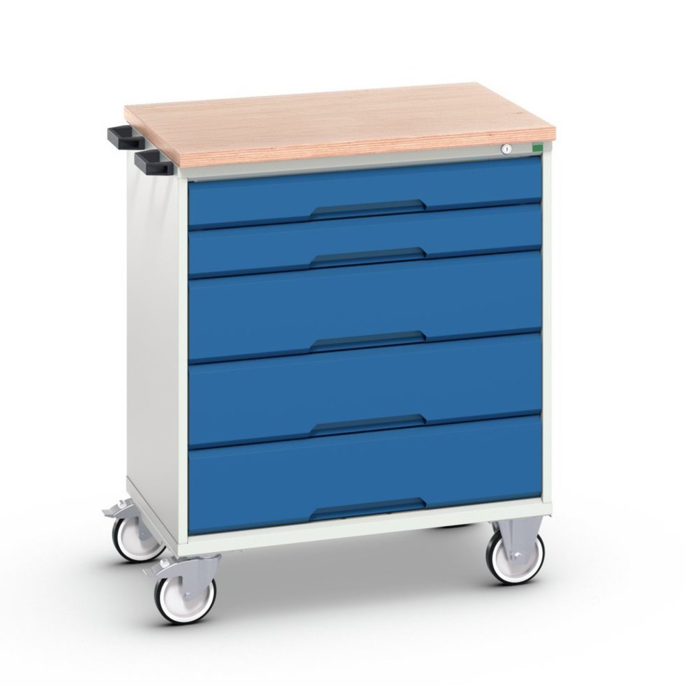Product afbeelding: bott verso mobiele ladekast, met 5 lades en multiplex blad, B x D x H: 800 x 600 x 980 mm