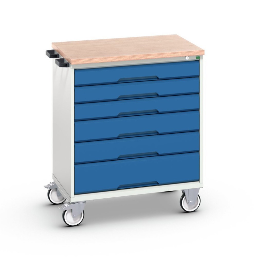 Product afbeelding: bott verso mobiele ladekast, met 6 lades en multiplex blad, B x D x H: 800 x 600 x 980 mm