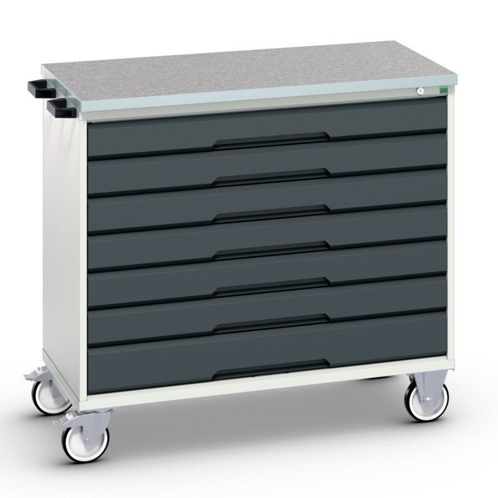 Product afbeelding: bott verso mobiele ladekast, met 7 lades en linoleum blad, B x D x H: 1.050 x 600 x 980 mm