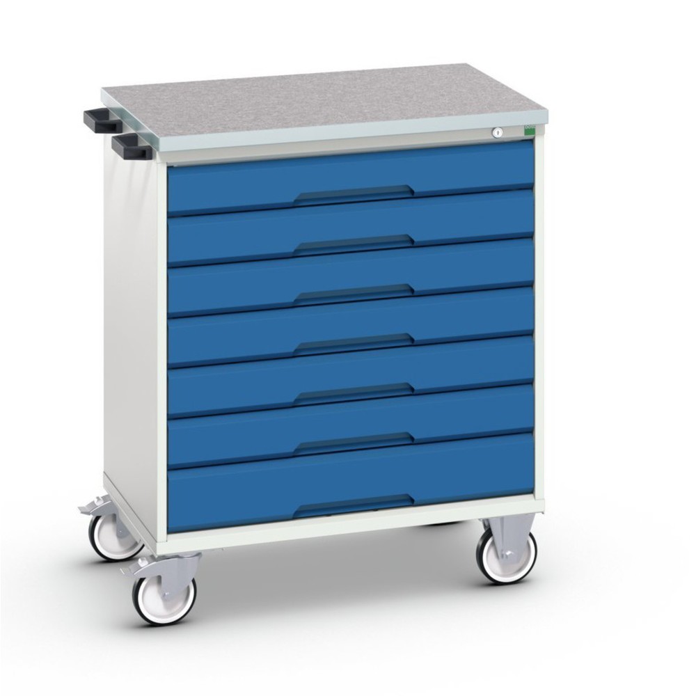 Product afbeelding: bott verso mobiele ladekast, met 7 lades en linoleum blad, B x D x H: 800 x 600 x 980 mm