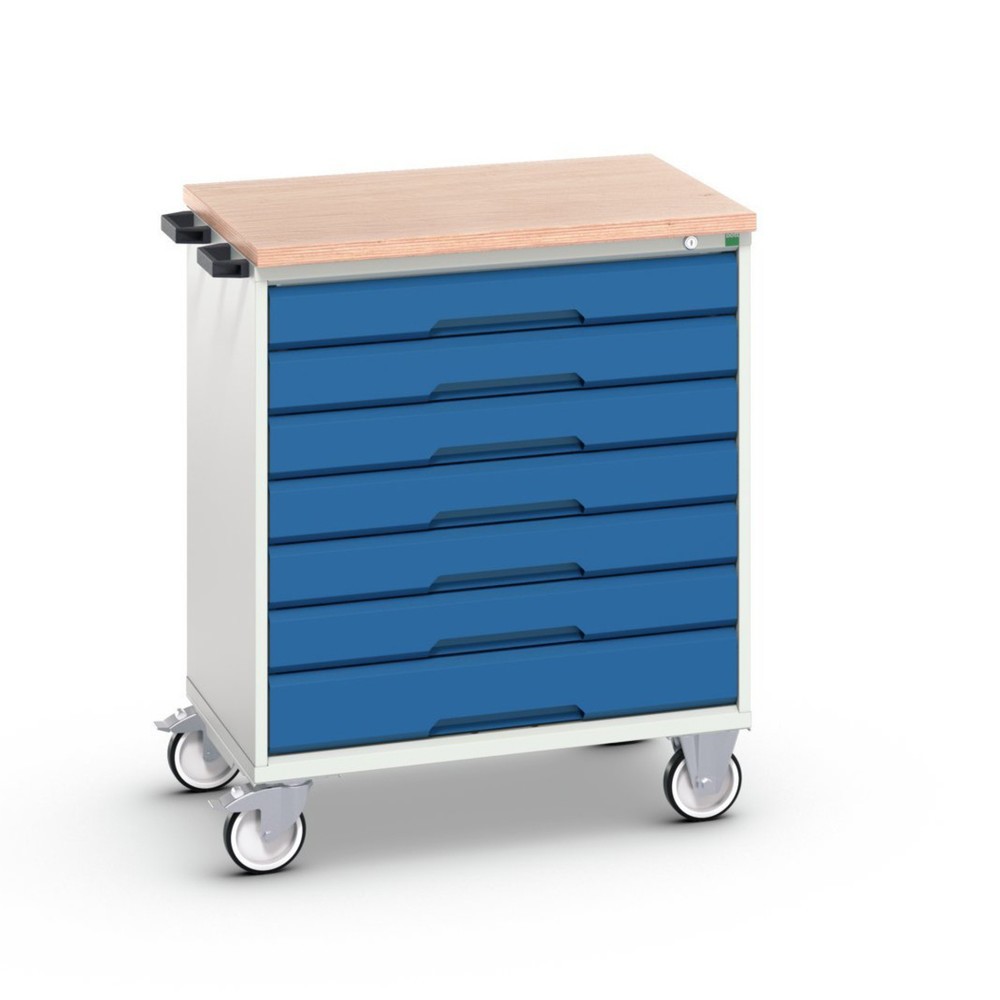 Product afbeelding: bott verso mobiele ladekast, met 7 lades en multiplex blad, B x D x H: 800 x 600 x 980 mm