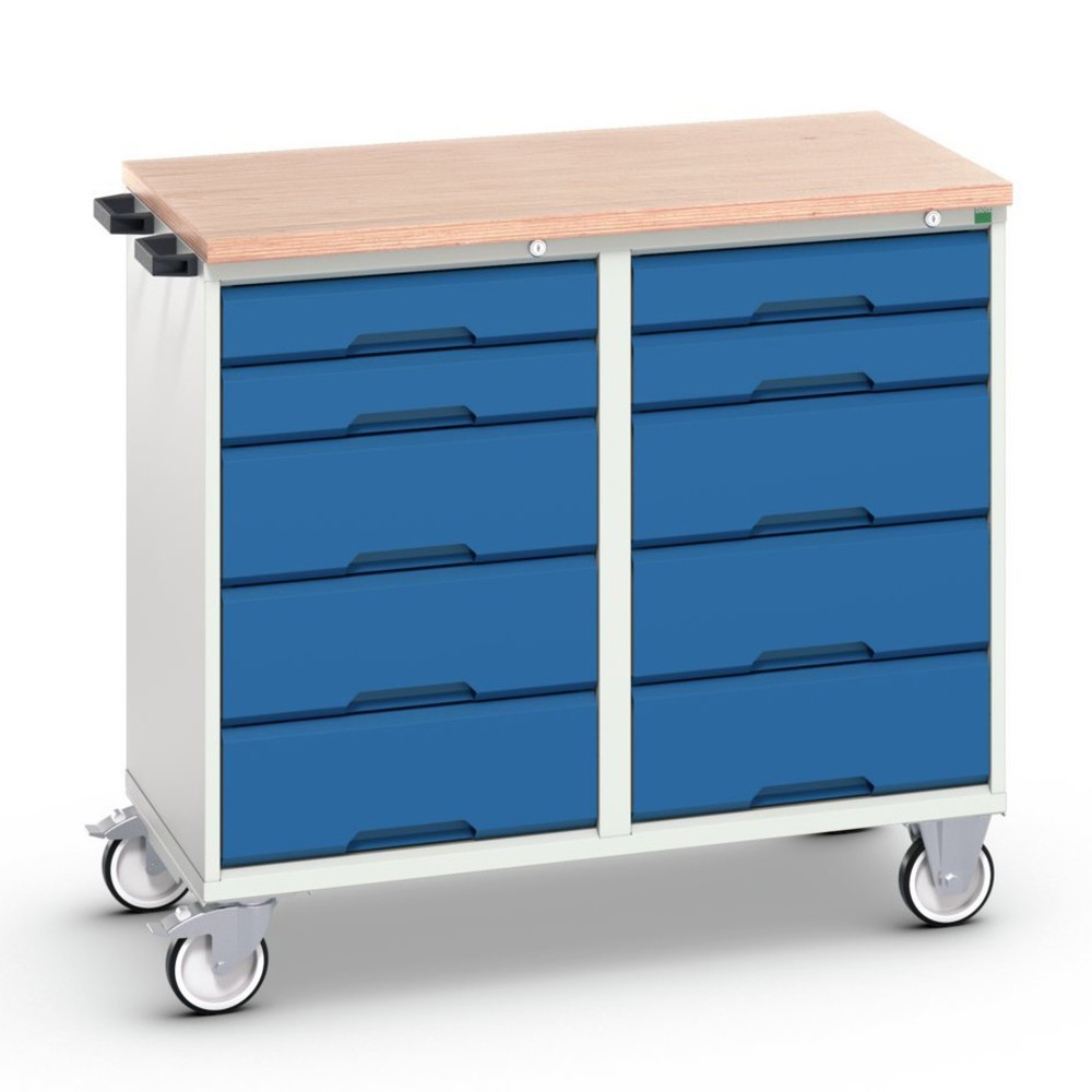 Product afbeelding: bott verso montagewagen, met 10 lades en multiplex blad, B x D x H: 1.050 x 600 x 980 mm