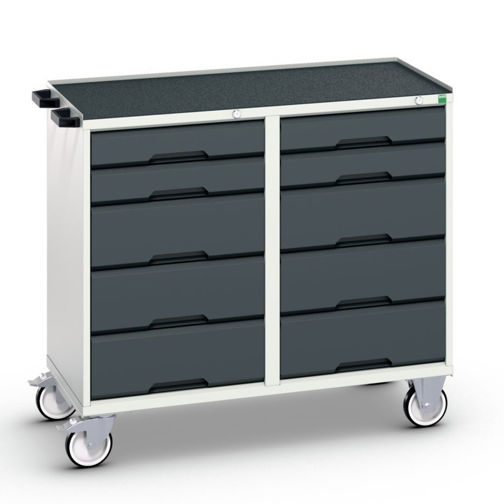 Product afbeelding: bott verso montagewagen, met 10 lades en verhoogde rand, B x D x H: 1.050 x 550 x 965 mm