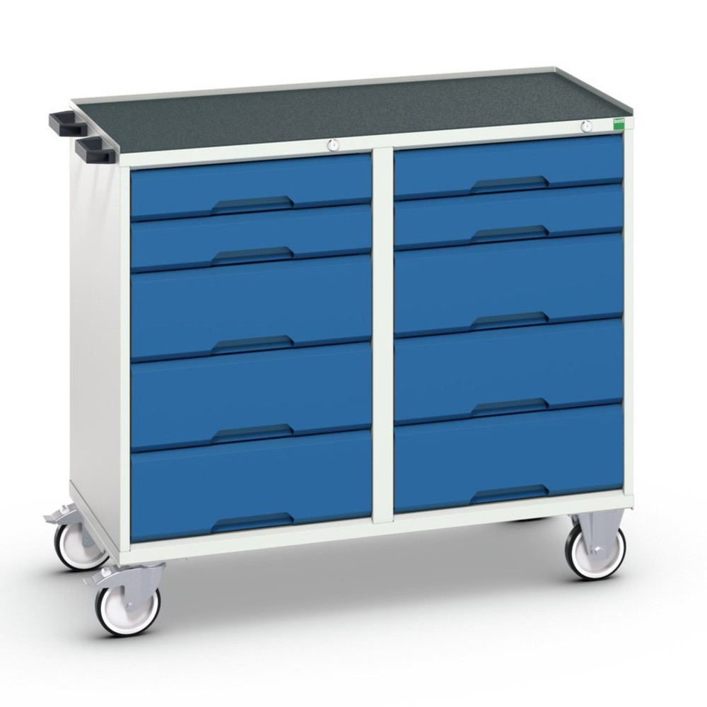 Product afbeelding: bott verso montagewagen, met 10 lades en verhoogde rand, B x D x H: 1.050 x 550 x 965 mm
