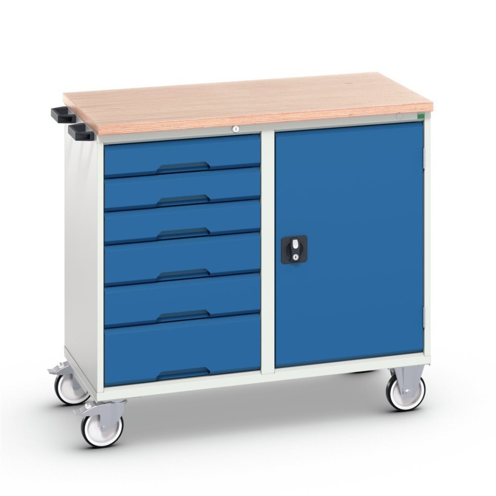Product afbeelding: bott verso montagewagen, met 6 lades, deur en multiplex blad, B x D x H: 1.050 x 600 x 980 mm