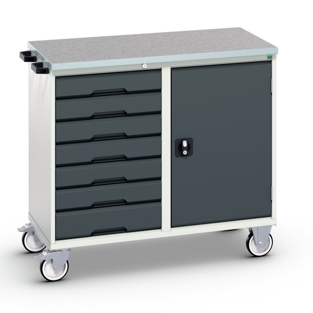 Product afbeelding: bott verso montagewagen, met 7 lades, deur en linoleum blad, B x D x H: 1.050 x 600 x 980 mm