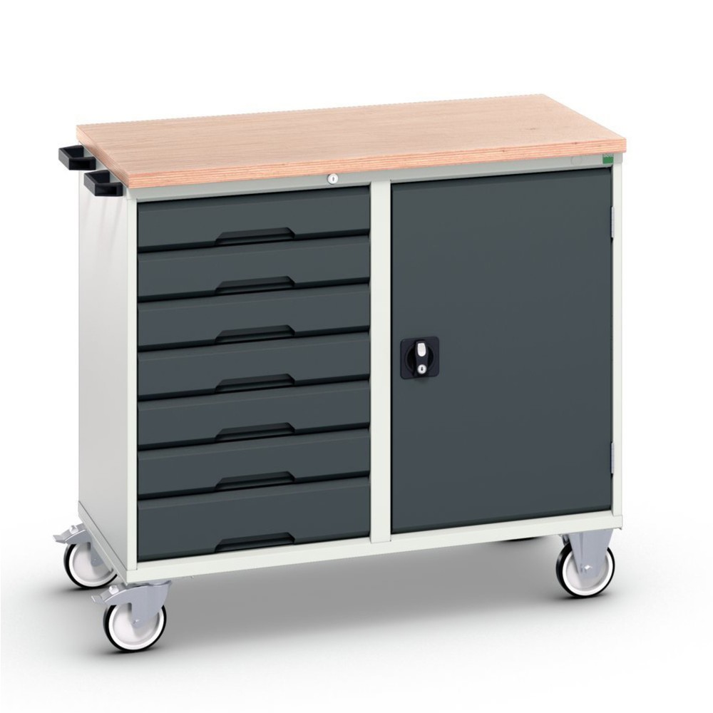 Product afbeelding: bott verso montagewagen, met 7 lades, deur en multiplex blad, B x D x H: 1.050 x 600 x 980 mm