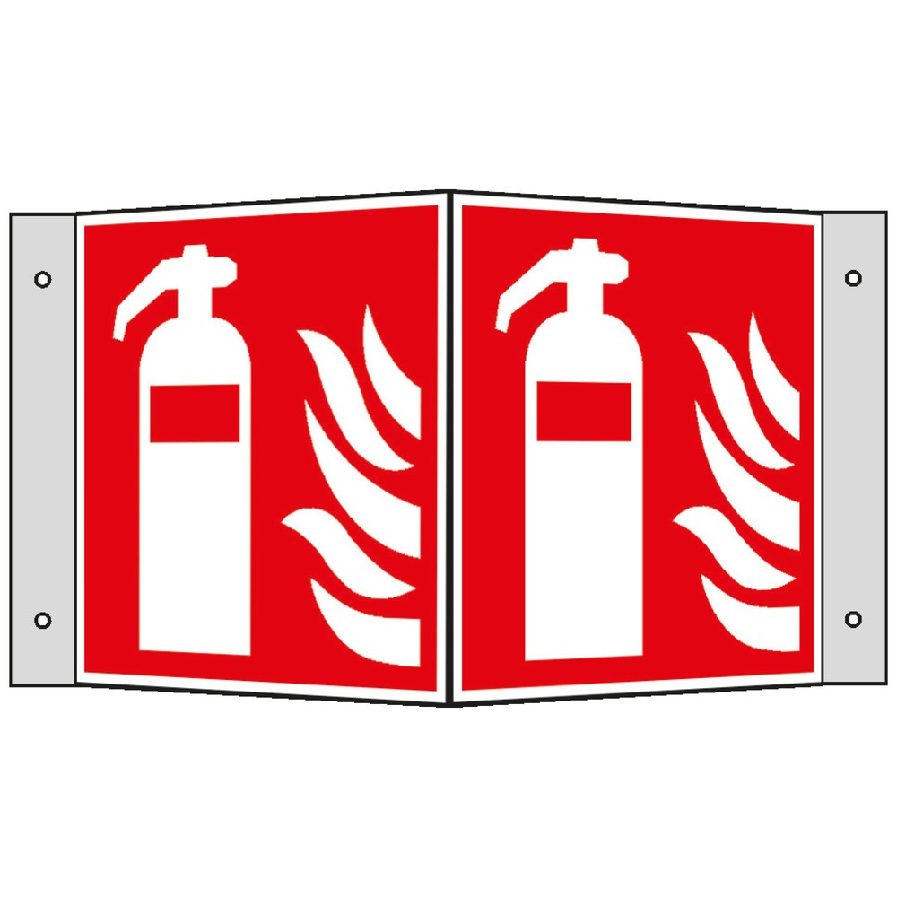 Product afbeelding: Brandblusser met vlammen, hoekbord, hxb 150 x 150 mm, aluminium HI